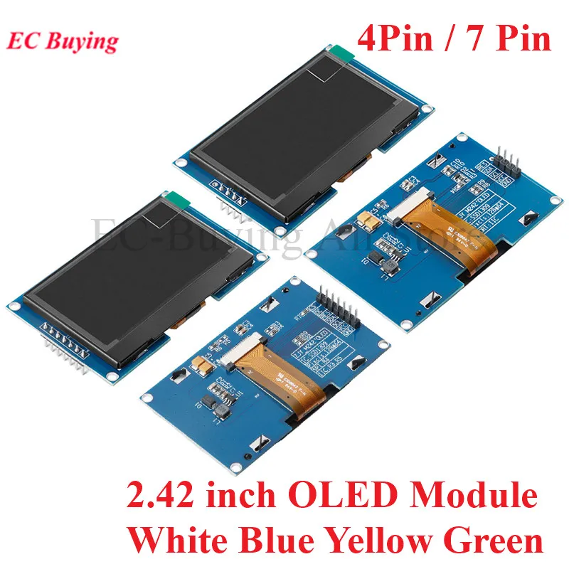 Módulo OLED de 2,42 pulgadas, pantalla LCD de 2,42 "12864, módulo de pantalla LED 128x64 SSD1309 interfaz SPI/IIC I2C para Arduino de 4 pines y 7 pines - imagen 2