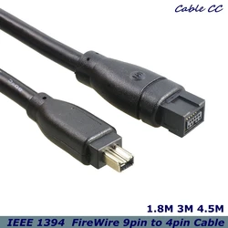 Cable FireWire IEEE 1394B 9 pines a 4 pines Negro para Cámaras Digitales