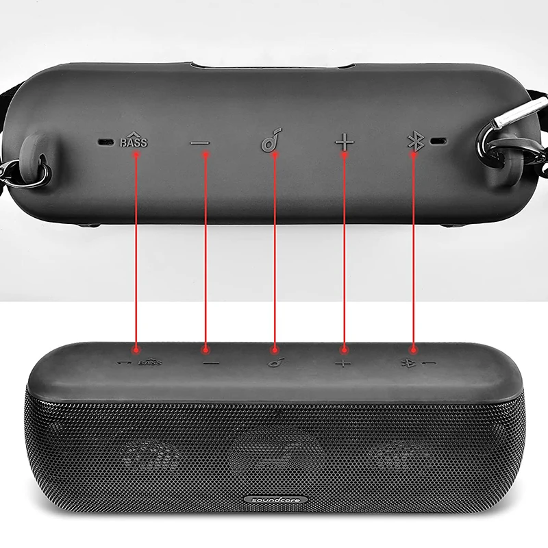 ZOPRORE-funda de silicona para Anker Soundcore Motion + Altavoz Bluetooth, funda de viaje de goma resistente al agua, con correa de mosquetón - imagen 2