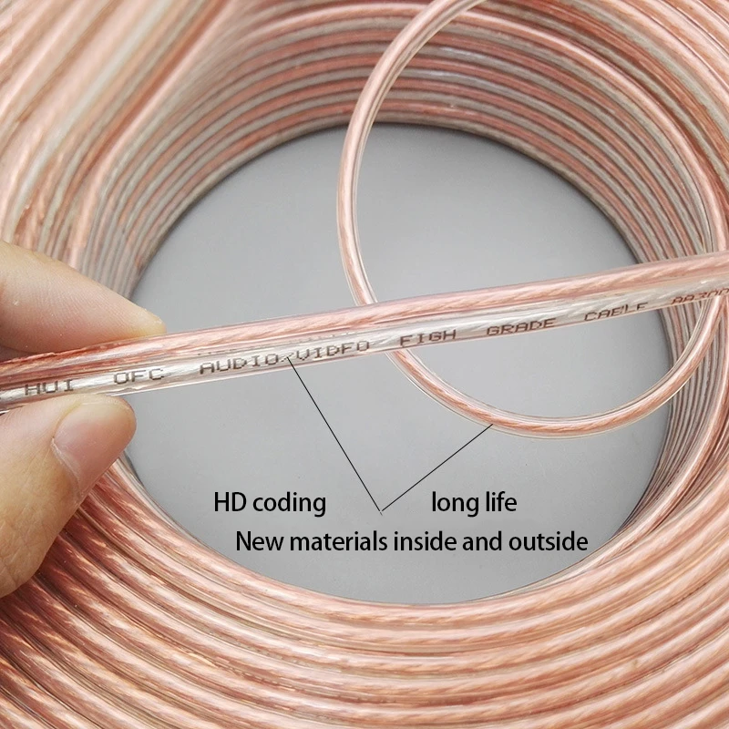 Cable de Audio HIFI DIY, Cable de altavoz de cobre puro sin oxígeno para Audio de coche, Cable de altavoz de cine en casa, Cable de tacto suave - imagen 4