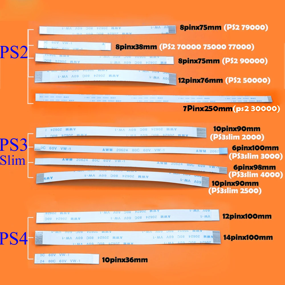 Interruptor de Reinicio de energía, Cable flexible para PS2 30000, 5W, 90000, PS3 slim 2000, PS4, 10pin, 12pin, 14pin, pieza de reparación del controlador