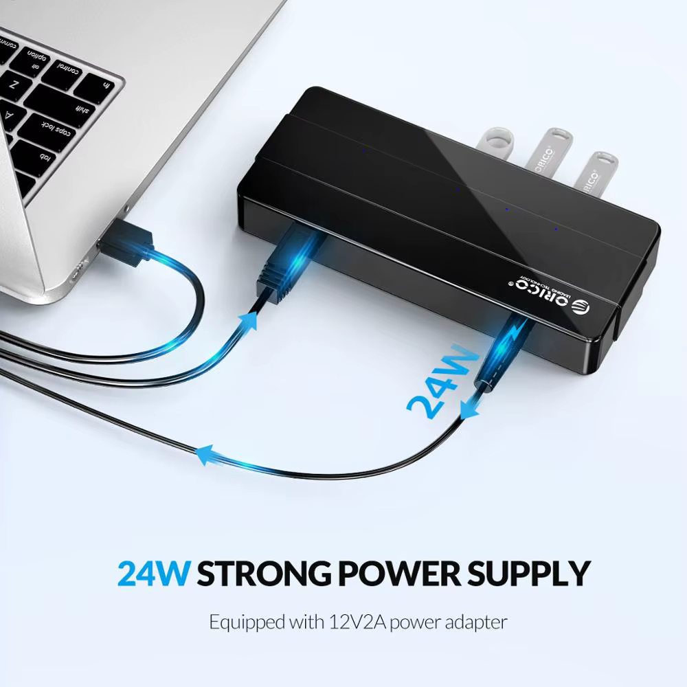 Hub USB 3.0 ORICO 7 Puertos - Adapter 12V - imagen 4