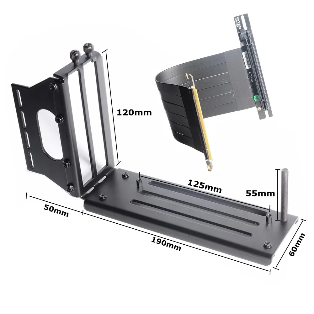ADT-Link PCIe 3.0 X16 Soporte Vertical Cable de Extensión Extensor de Tarjeta de Video R33SH para Caja de Chasis de PC ATX - Soporte para Tarjeta Gráfica
