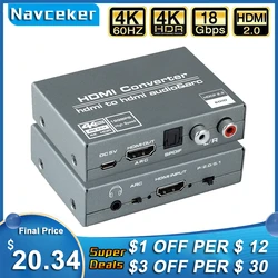 Extractor Audio HDMI 2.0 4K HDR a RCA y TOSLINK