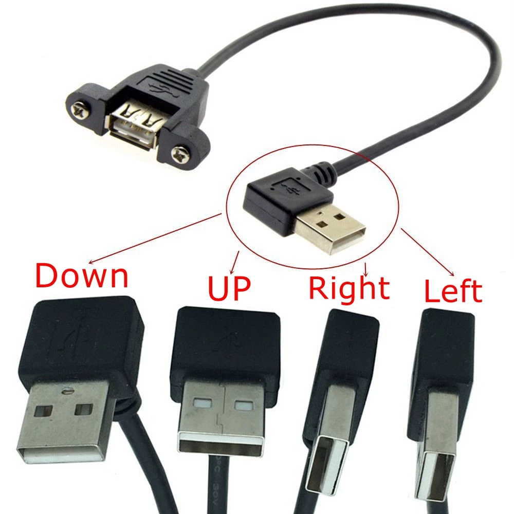 Cable de extensión de impresora con montaje en oreja, montaje de Panel hembra a USB B macho, ángulo izquierdo y derecho, arriba y abajo, USB 2,0 B - imagen 2