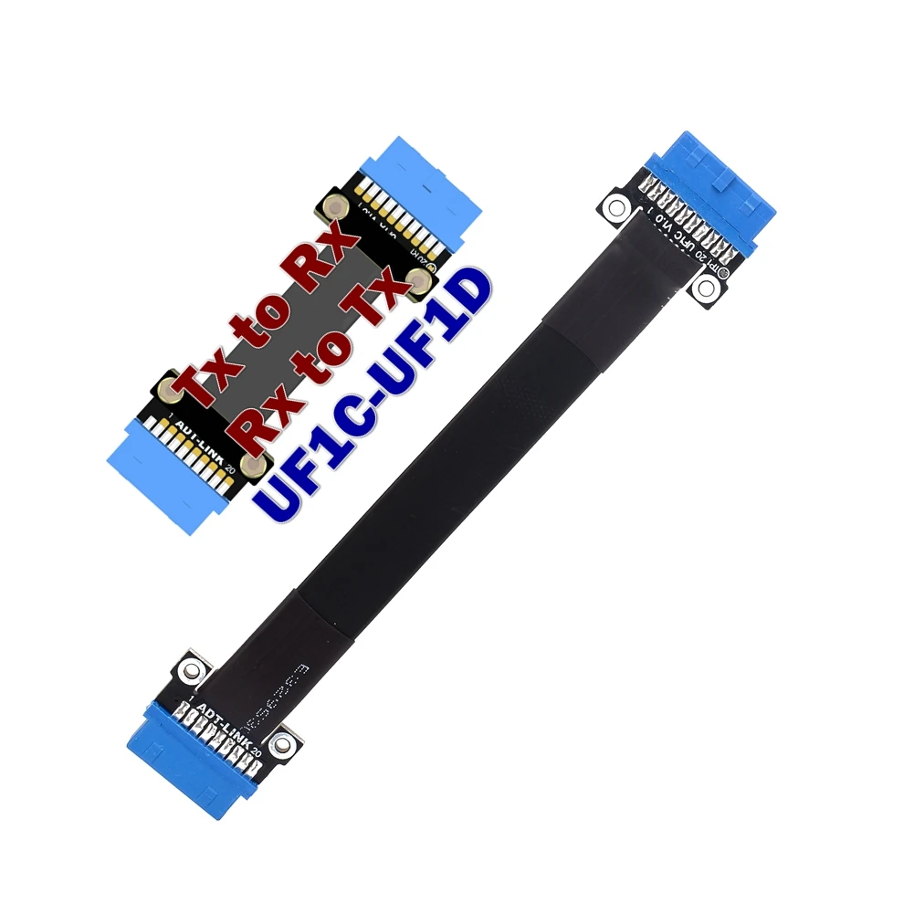 Cable de extensión de interfaz USB 3.0 19P/20P placa base esquinas delanteras y traseras orificios para tornillos incluidos ADT - imagen 4