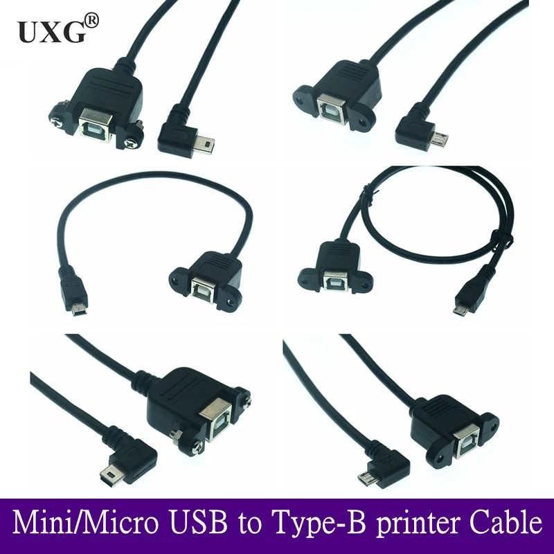 Panel Impresora Escáner USB 2.0 B Conector Hembra Montado USB Mini Micro B 5 Pines Cable Macho 90 Grados Mejor Calidad 30cm 50cm Nuevo - Vista principal del producto