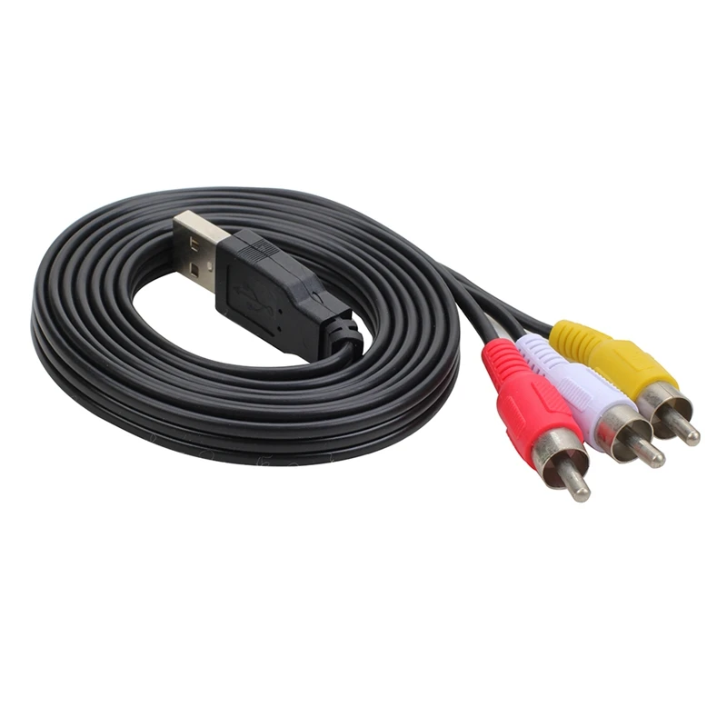 Alta calidad nuevo 1,5 m/5 pies USB 2,0 macho A a 3 RCA AV A/V TV Audio y vídeo Cable Lotus decodificador - imagen 3