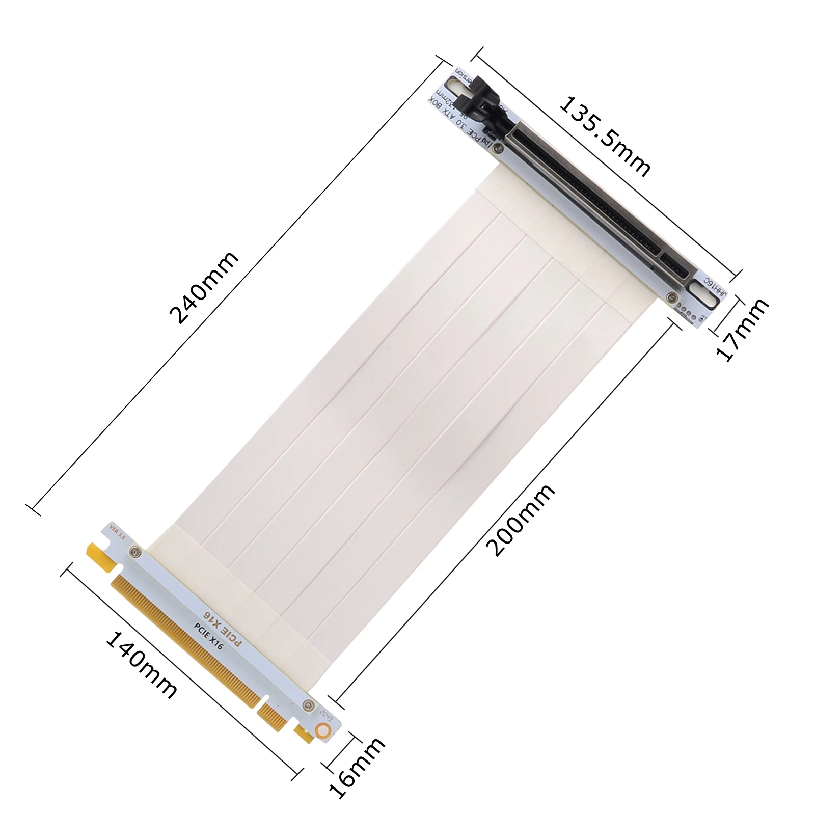 Cable elevador PCIe de alta velocidad 3,0 X16 extensor GUP Flexible de 90 grados para instalación vertical de tarjetas gráficas - imagen 3