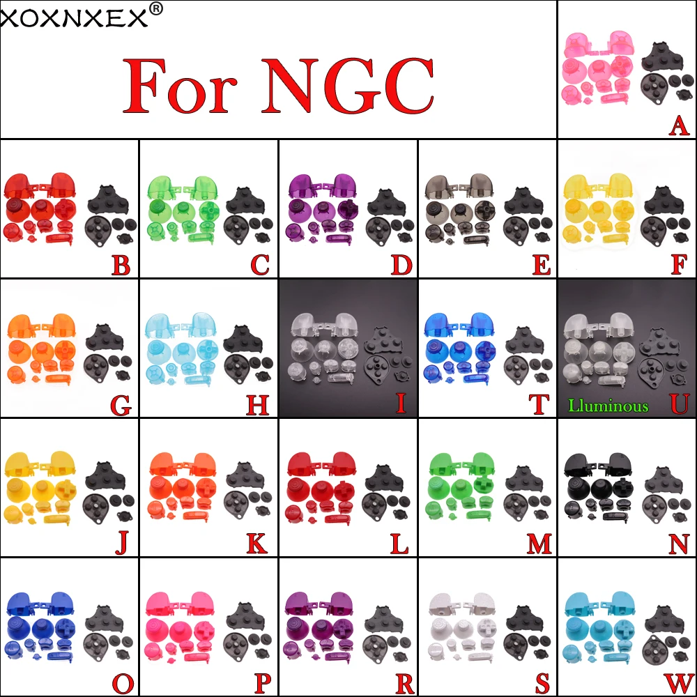 XOXNXEX 1 Juego para controlador Gamecube Mod colorido juego completo de botones con juego de botones NGC con botón conductor de goma