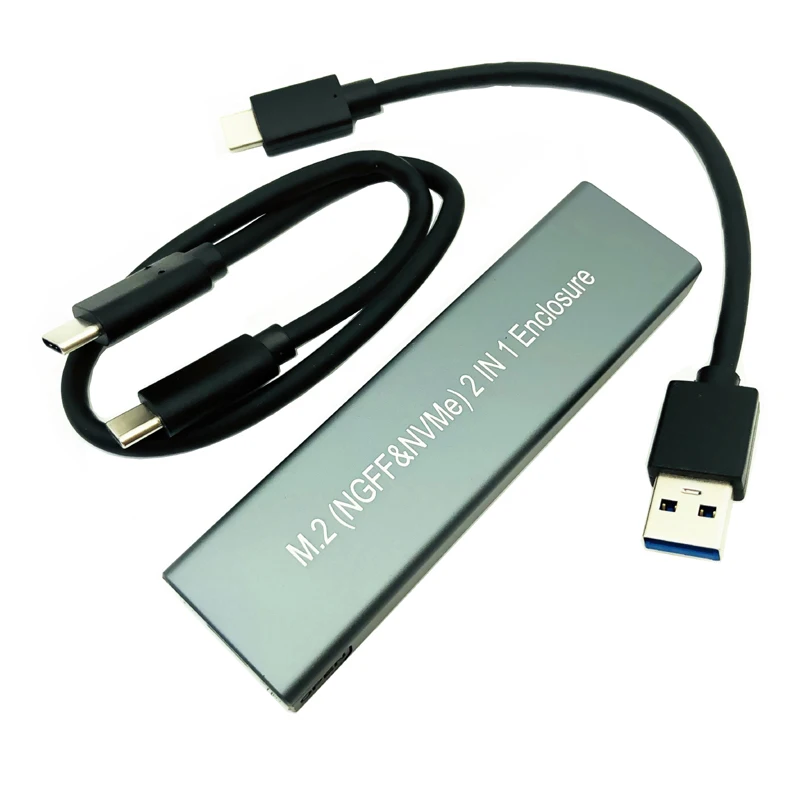 Funda de SSD M2, carcasa NVME, adaptador de SSD M.2 a USB tipo C 3,1 para protocolo Dual NVME, PCIE, NGFF, SATA, clave M/B, caja de disco SSD