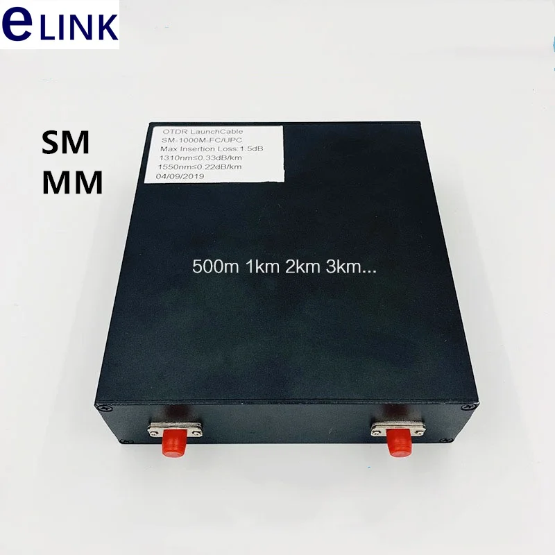 OTDR Caja de cables de lanzamiento OTDR de fibra desnuda, carcasa metálica FC SC UPC MM, 50 um, 125um, FTTHELINK, 500 m, 1 km, 2 km