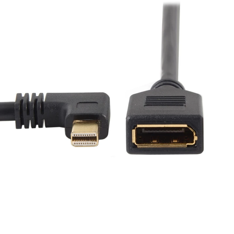 Cable en ángulo Mini DP DisplayPort a DisplayPort hembra para pantallas y monitores, Cable de 25cm, 90 grados, derecho, Izquierdo, hacia arriba y hacia abajo - imagen 3