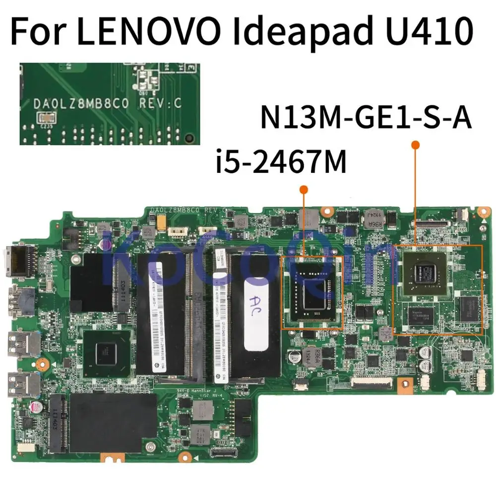 Para LENOVO Ideapad U410 placa base para ordenador portátil DA0LZ8MB8C0 SR0D6 I5-2467M N13M-GE1-S-A placa base para portátil completamente probada - imagen 2