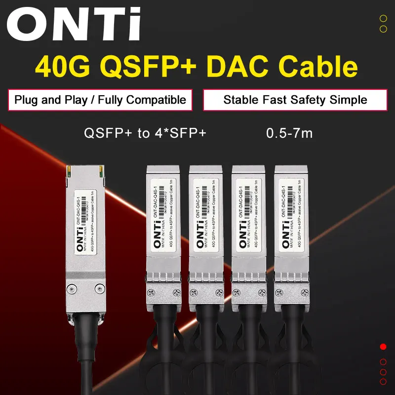 ONTi-Cable Twinax de cobre de conexión directa pasiva híbrida, QSFP+ a 4xSFP+ DAC, 0,5 m, 1 m, 2 m, 3 M, 5 m, 7 M, alta calidad