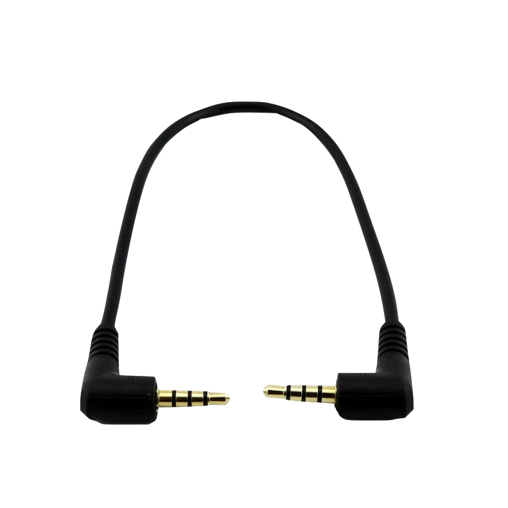 1 unidad de enchufe chapado en oro estéreo 3,5mm 4 polos macho TRRS a macho enchufe de ángulo recto M/M Cable conector corto de Audio 20cm
