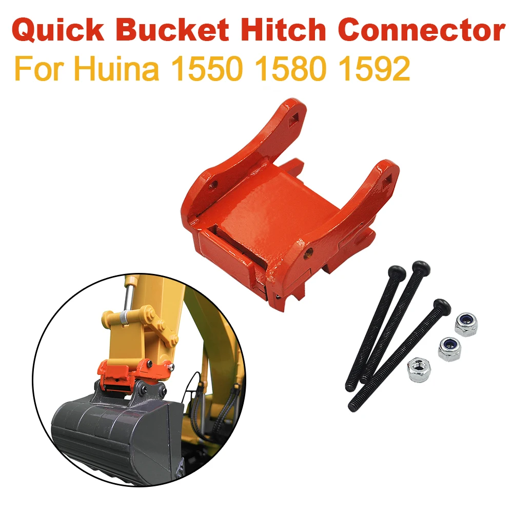 Huina-conector de enganche rápido para excavadora, cambiador de cubo de Metal completo para 1550 1580 1592 1/14 RC, piezas de cubo de Metal - imagen 5