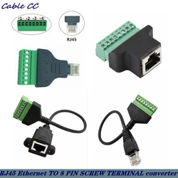 Adaptador RJ45 Macho a Borna Tornillo 8 Pines Ethernet