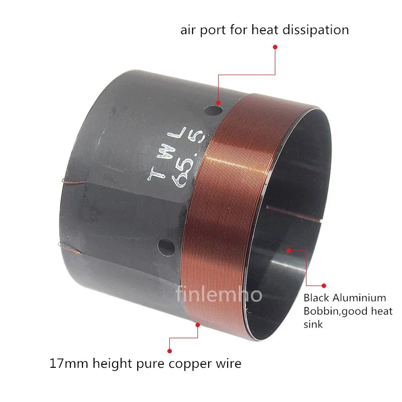 Bobina de voz de altavoz Woofer de 64/64,5/65,5mm para sistema HiFi de cine en casa reparación de bajos de coche con cable de cobre redondo aluminio negro - imagen 3