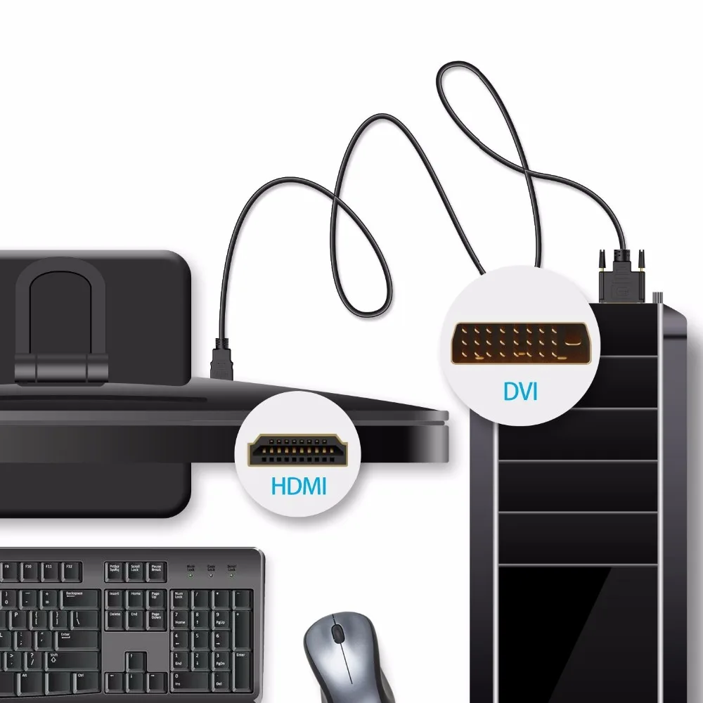 Adaptador de Cable 3D 1080P HD compatible con DVI DVI-D 24 + 1 pines macho a macho chapado en oro para Monitor HDTV proyector PS4 DVI a HD - imagen 4