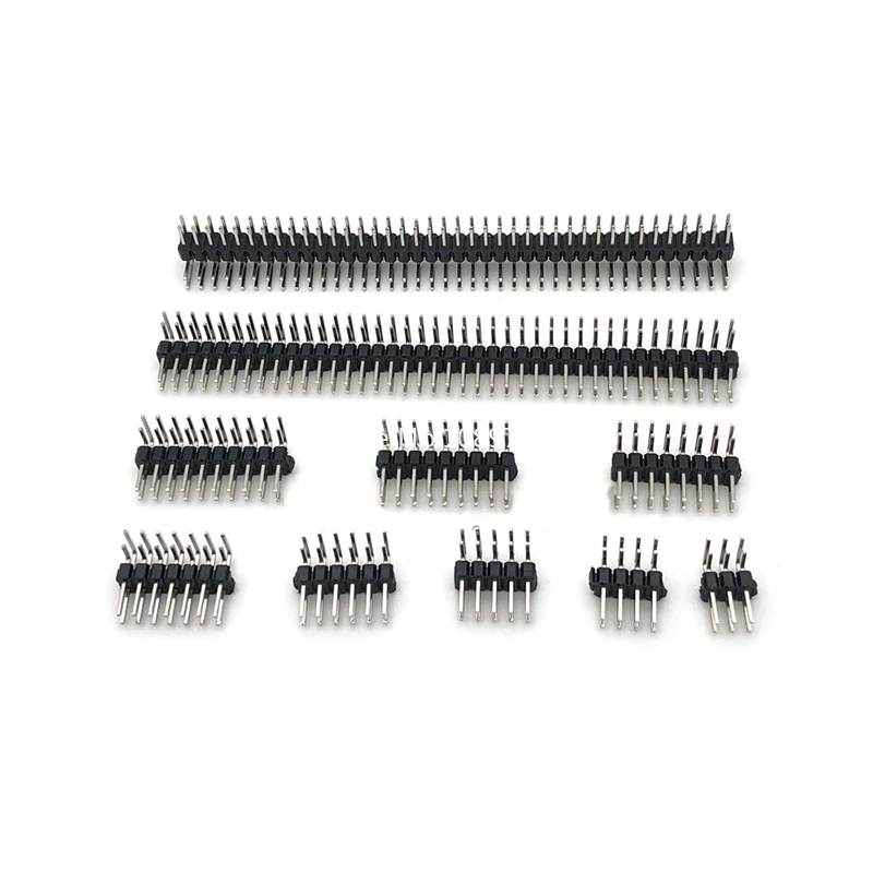 Tira de cabezal de Pin de ángulo recto de doble fila, conector de cabezal de Pin macho de 2,54mm, 2x2/3/4/5/6/7/8/10/40P para soldadura de PCB, 10 uds. - imagen 2