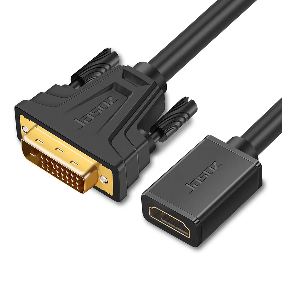 Jasoz-adaptador DVI a HDMI bidireccional, convertidor de conector de Cable macho a hembra, DVI D 24 + 1, para proyector - imagen 4