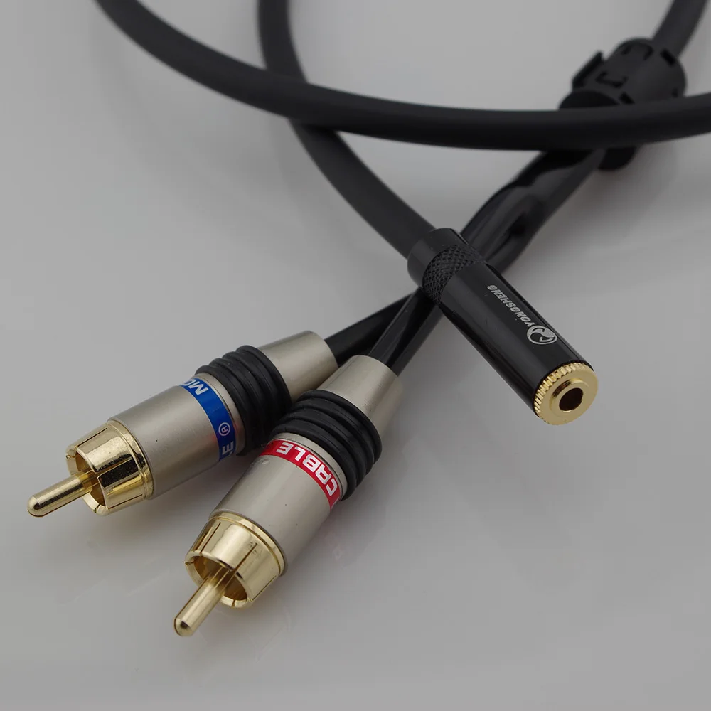 Conector hembra RCA HIFI de 3,5mm, Cable estéreo, enchufe Y a 2 RCA macho, adaptador 3,5, conector de Audio auxiliar para auriculares y música - imagen 3