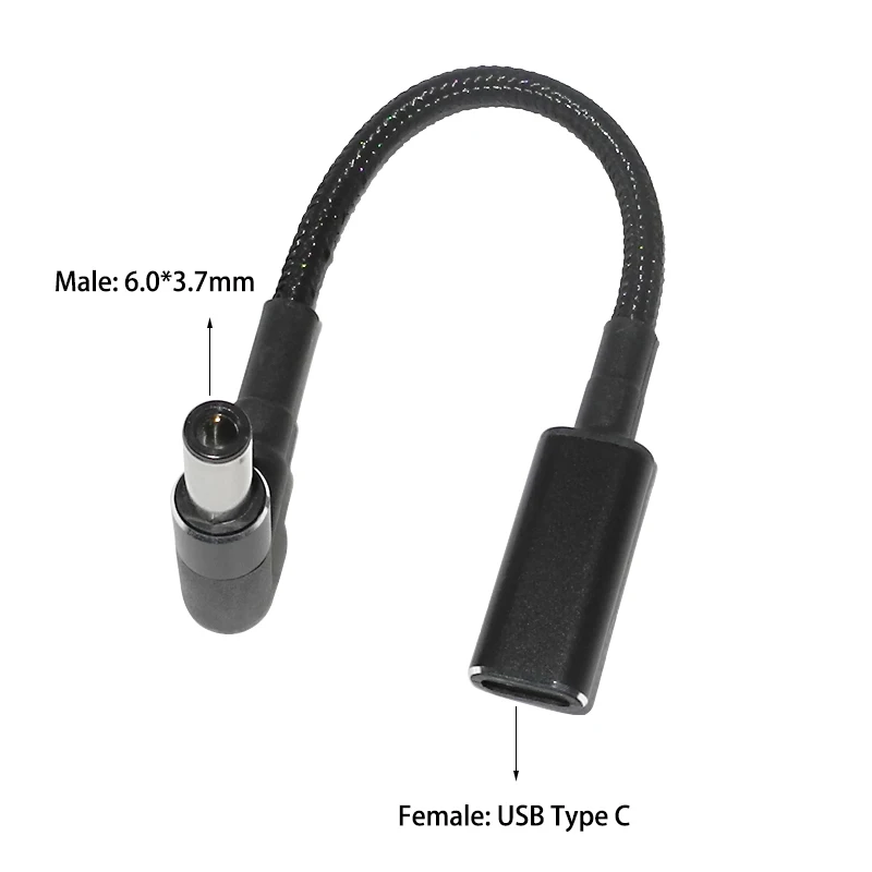 Adaptador de enchufe USB C hembra a macho de 100x6,0mm, convertidor USB tipo C PD, Cable de carga rápida para Asus, portátil y PC, 3,7 W