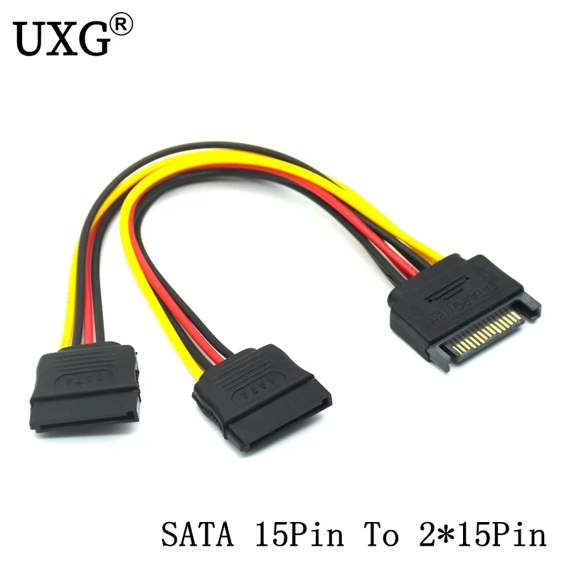 SATA II Hard Disk Power 15Pin SATA macho a 2 hembra 15Pin Power HDD Splitter alta calidad Y 1 a 2 Cable de extensión 20CM - imagen 5