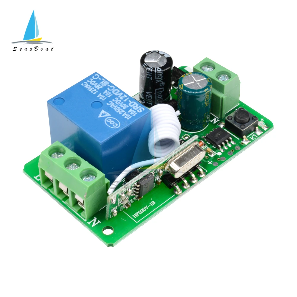 Control remoto inalámbrico para casa inteligente, transmisor y receptor de relé, 1 canal, 220 MHz, 315MHz, AC 433 V, 10A