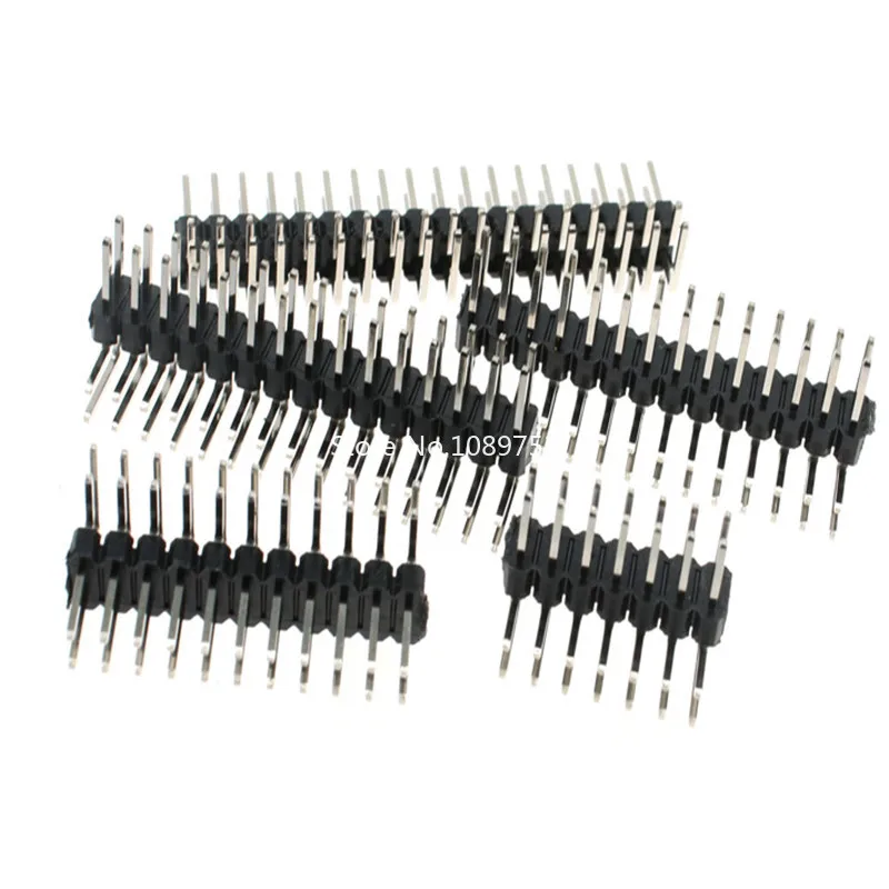 Tira de cabezal de Pin de ángulo recto de doble fila, conector de cabezal de Pin macho de 2,54mm, 2x2/3/4/5/6/7/8/10/40P para soldadura de PCB, 10 uds. - imagen 4