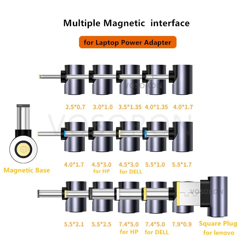 Conector de enchufe magnético de 100W tipo C, a 19 unidades USB C, convertidor de cargador de ordenador portátil para Asus, Hp, Dell, Lenovo, Notebook - imagen 5