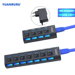 Hub USB 3.0 Alta Velocidad Multiples Puertos para PC Portátil