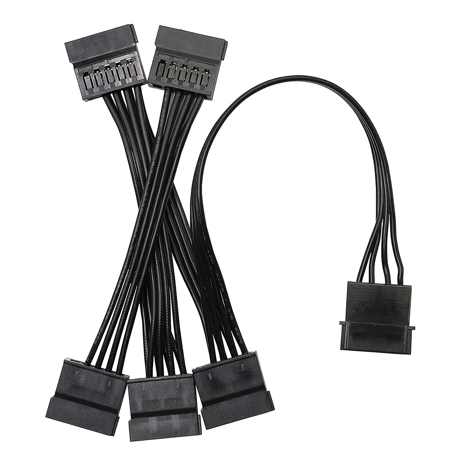 Molex 4 pines IDE 1 a 5 SATA 15 pines Cable divisor de fuente de alimentación de disco duro para PC DIY Sever alimentación de 4 pines a 15 pines 60CM - imagen 3