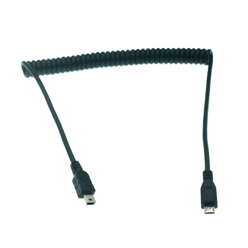Micro USB B 5 Pines Macho Mini USB B 5 Pines Macho Adaptador Espiral Cable Carga Datos 3 Pies - imagen 3