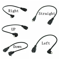 Extensor Micro USB 2.0 Macho-Hembra 90 Grados 25cm