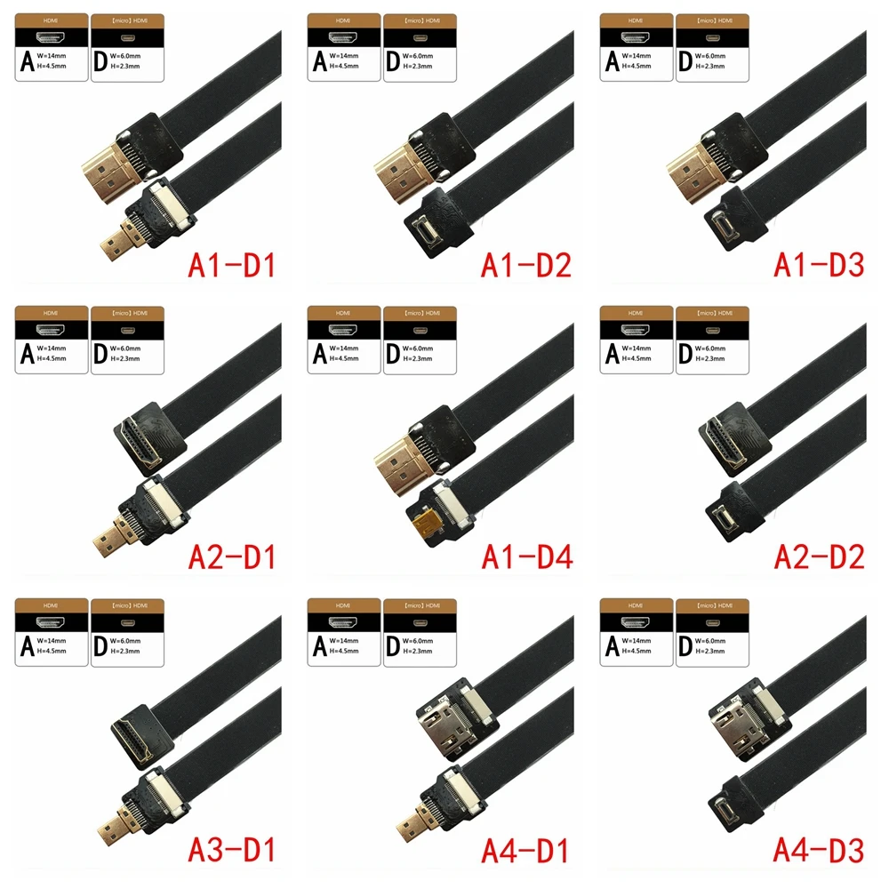 Cable de cinta en ángulo de 90 grados FPV HD, compatible con MicroHDTV macho FPC, cable plano ffc hd para fotografía aérea multicóptero - imagen 3