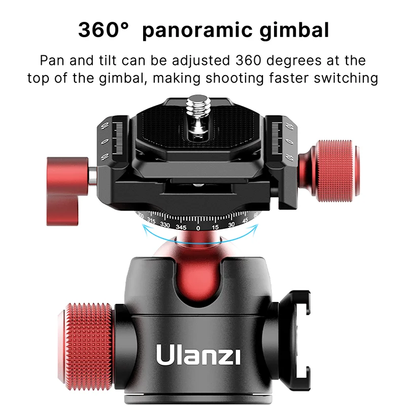 Ulanzi U-70 Mini cabezal de bola de Metal Pan Cold Shoe cabezal de trípode panorámico doble para cámara DSLR Vlog soporte de trípode fotografía - imagen 3