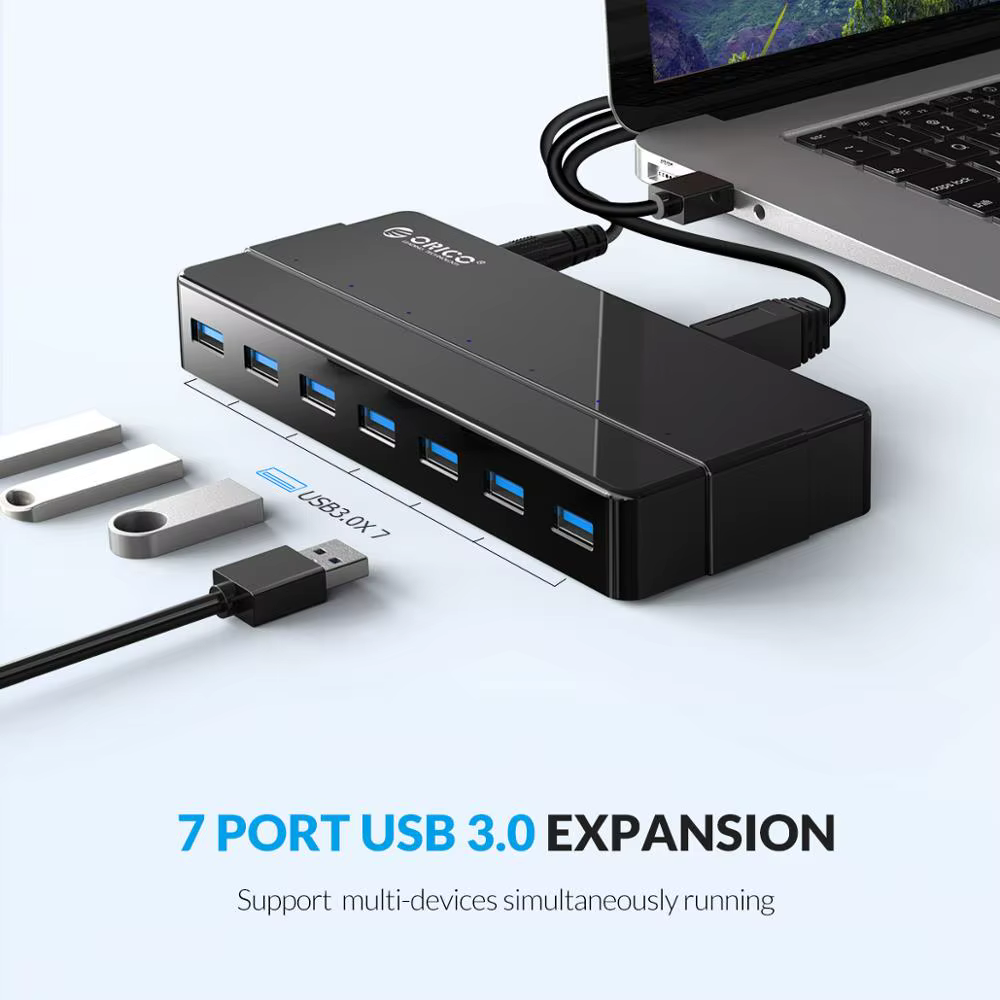 Hub USB 3.0 ORICO 7 Puertos - Adapter 12V - imagen 5
