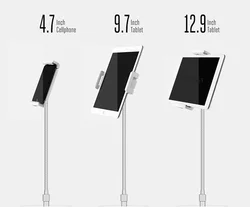 DL-9ST Soporte Tablet Suelo Aluminio Cuello de Cisne Inclinable