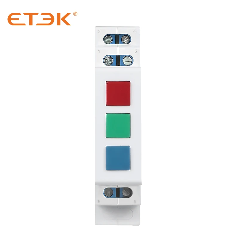 ETEK Din montaje en carril LED lámpara de señal Modular rojo verde amarillo azul AC 220V 230V Industrial EKSL3 - imagen 3