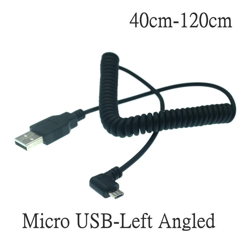 Cable Micro USB 90° en espiral 1m (carga y datos) - imagen 4