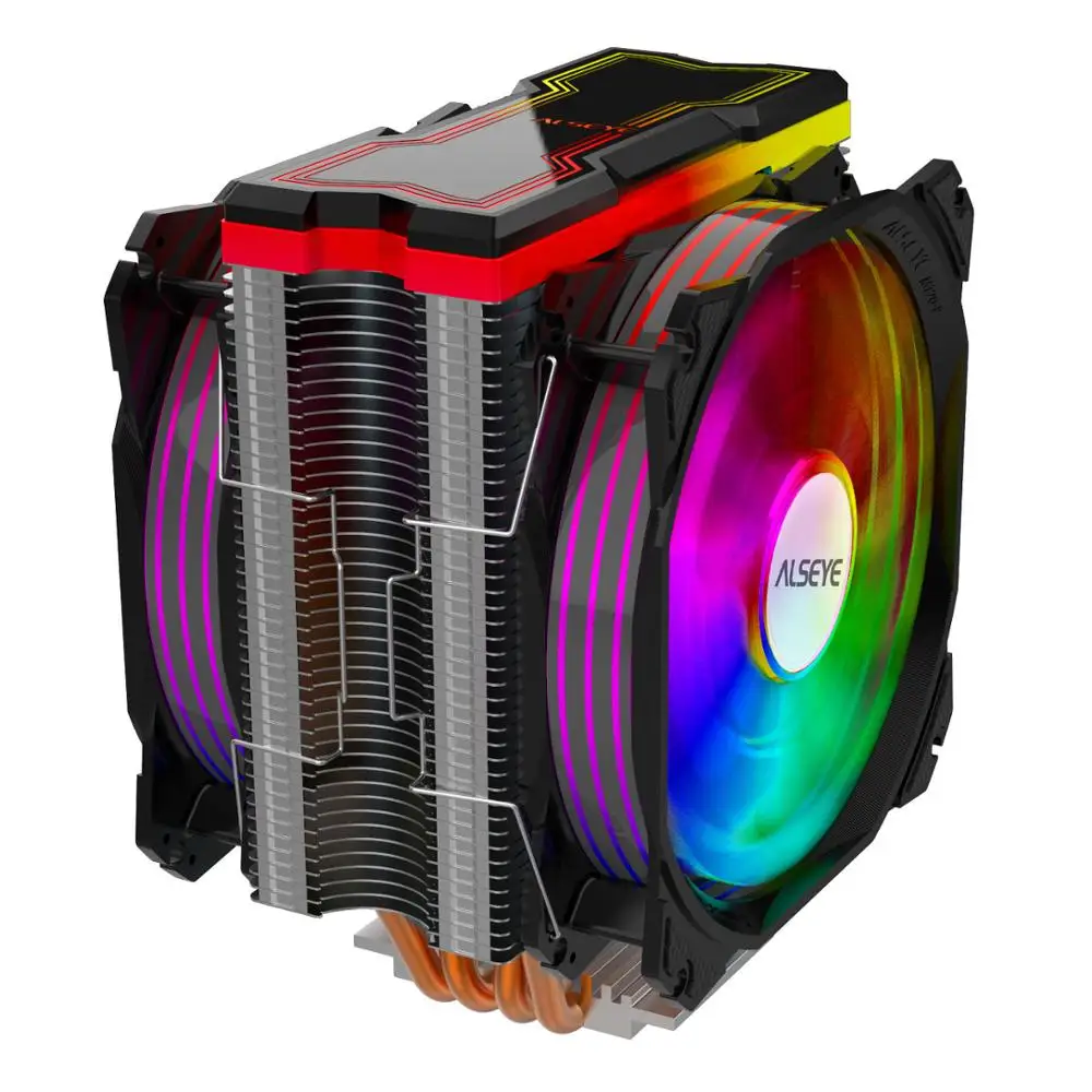 ALSEYE-enfriador de CPU M120D, iluminación RGB ajustable, 120mm, PWM, 4 pines, 5V-3 Aura/RGB, soporte enfriador tubo calor fusión, LGA1200 - imagen 3