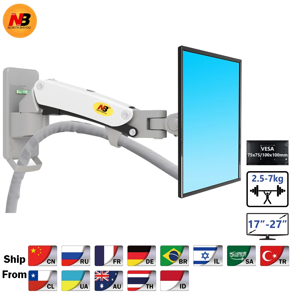 NB F120 Soporte TV Gas 17-27" Brazo Aluminio Ajustable Resistente - imagen 3