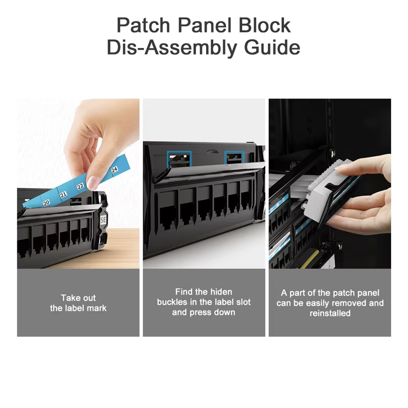 Panel de conexiones AMPCOM CAT6 rack 19 pulgadas chapado oro - imagen 3