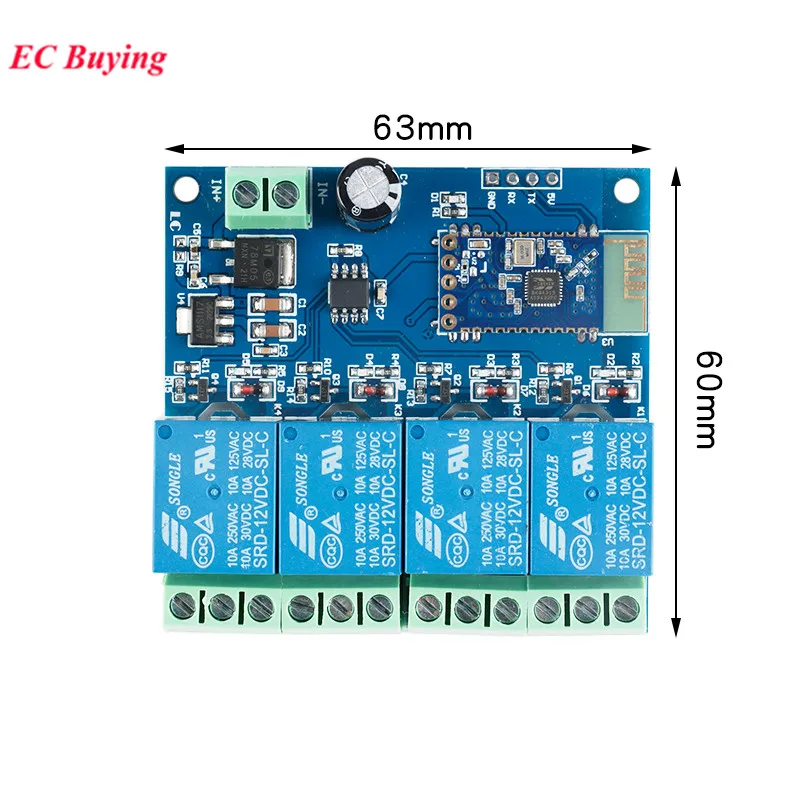 Módulo de relé compatible con Bluetooth, 5V, 12V, 1, 2, 4 canales, IoT, aplicación de teléfono móvil inteligente para hogar, tablero de interruptor de Control remoto SPP-C - imagen 4