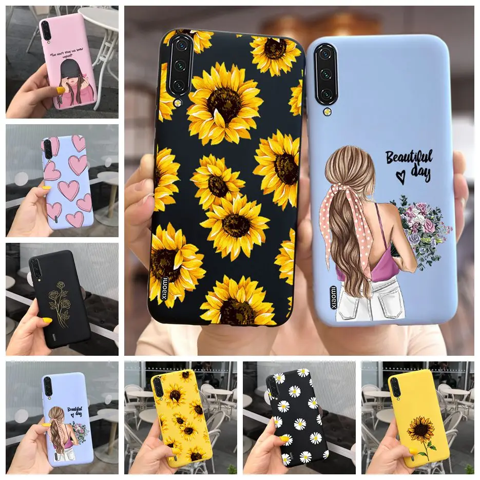 Funda para Xiaomi Mi A3, carcasa suave y delgada con flores bonitas y mariposas, parachoques para teléfono