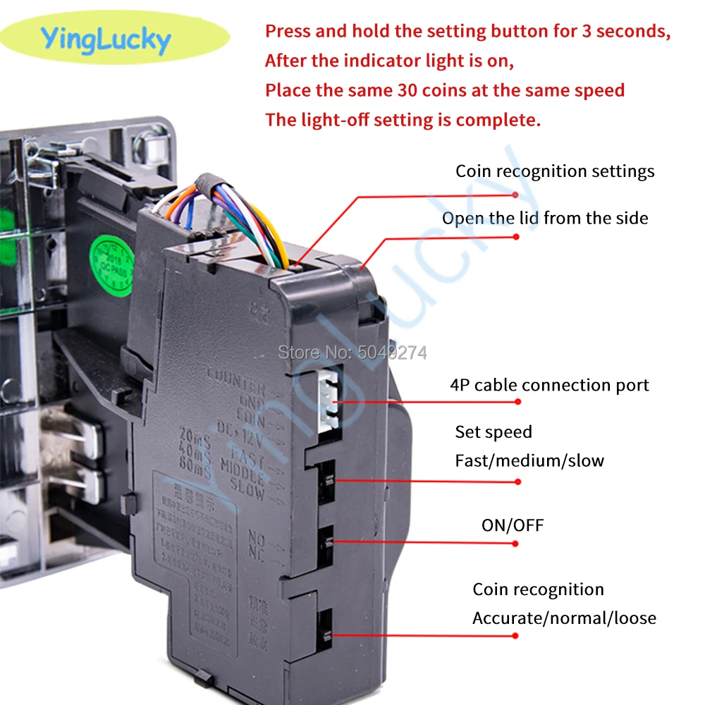 Selector de monedas Yinglucky GD-007 aceptador de monedas de segunda generación para máquina expendedora de muñecas de coche oscilante - imagen 3