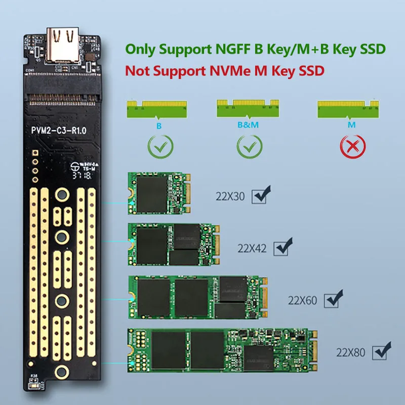 ORICO-carcasa transparente para disco duro M.2 NGFF SATA B Key, carcasa de disco duro NGFF m.2 a USB3.1 tipo C, 5gbps, TCM2F-C3 - imagen 5