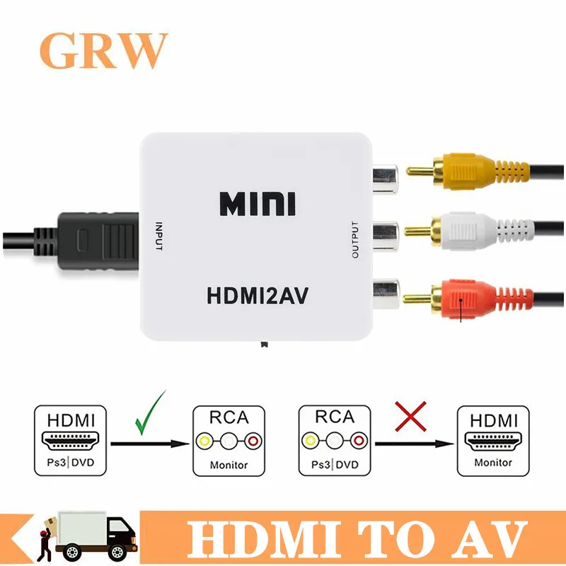 Adaptador HDMI a RCA AV/CVBS, convertidor de vídeo HD, caja HDMI a RCA AV/CVSB L/R, vídeo 1080P, Mini HDMI a AV, compatible con NTSC PAL, gran oferta